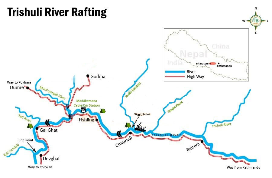 Trishuli River Rafting Map Excellent Himalaya Trek Expedition