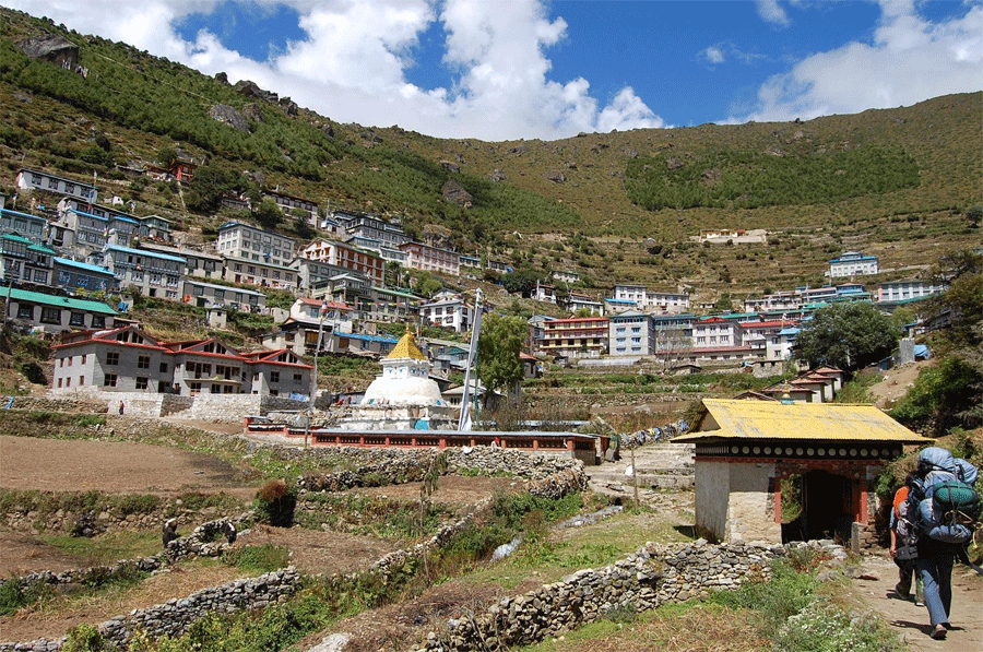 Namche Bazaar Entrance Excellent Himalaya Trek Expedition