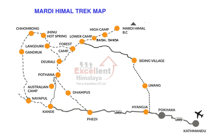 Mardi Himal Trek Map