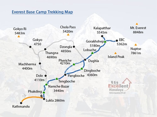 Everest Base Camp Route Map Lukla To Everest Base Camp Trek Distance, Km, Miles, Day To Day Hiking  Length